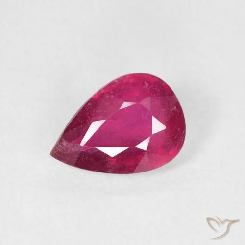 Rubí Rojo claro natural de 0.93 ct, En forma de pera, VS-SI