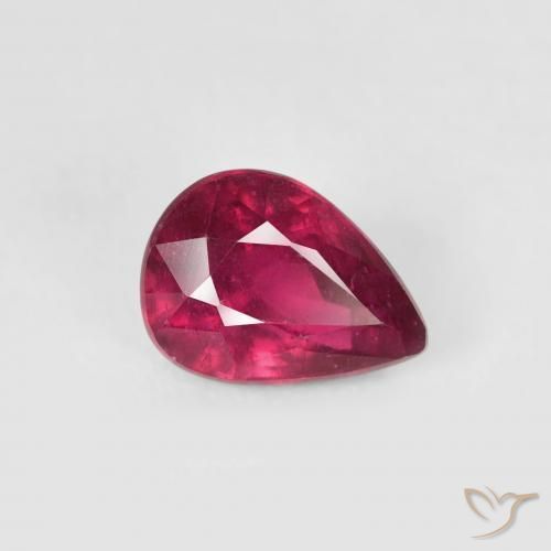 Rubí Rosado rojizo intenso natural de 1.03 ct, En forma de pera, VS-SI