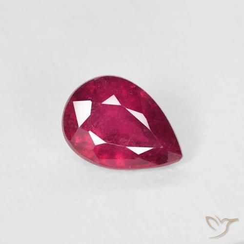 Rubí Rojo rosado natural de 0.85 ct, En forma de pera, VS-SI