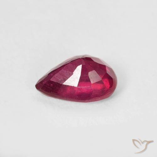 Rubí Rojo rosado natural de 0.85 ct, En forma de pera, VS-SI