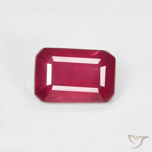 0.99ct Natural Rojo medio Rubí, corte esmeralda, VS