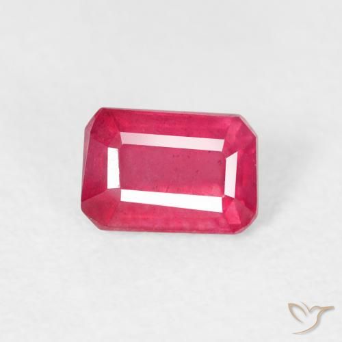 0.87ct Natural Rojo medio Rubí, corte esmeralda, VS
