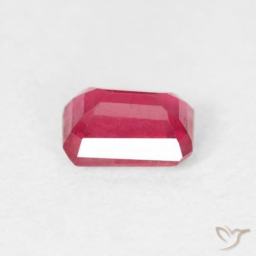 Rubí Rojo medio natural de 0.87 ct, Corte Octágono / Esmeralda, VS
