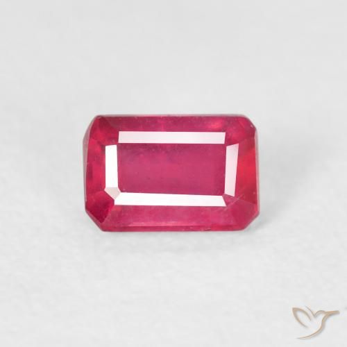 0.80ct Natural Rojo rosado Rubí, corte esmeralda, VS