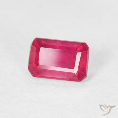 Rubí Rojo rosado natural de 0.80 ct, Corte Octágono / Esmeralda, VS