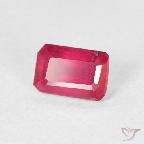 Rubí Rojo rosado natural de 0.88 ct, Corte Octágono / Esmeralda, VS