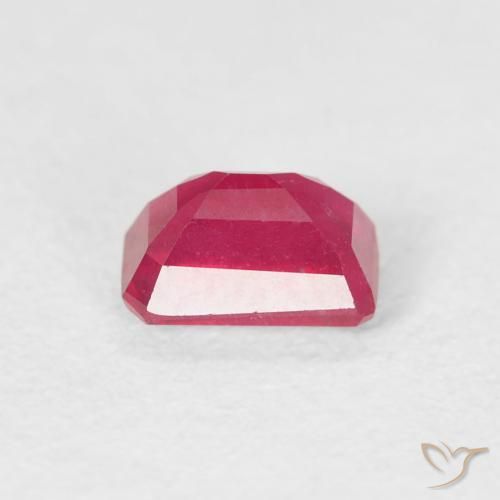 Rubí Rojo rosado natural de 0.88 ct, Corte Octágono / Esmeralda, VS