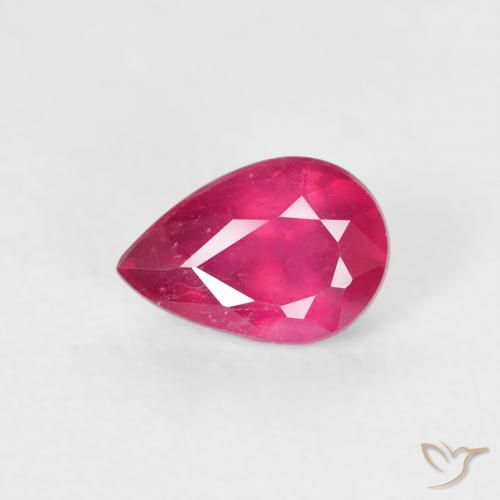 Rubí Rojo claro natural de 0.70 ct, En forma de pera, VS-SI