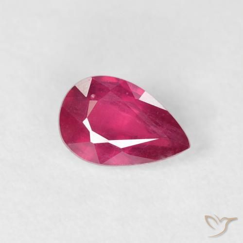 Rubí Rojo rosado natural de 0.56 ct, En forma de pera, VS-SI