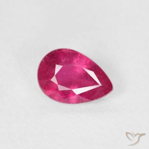 Rubí Rojo rosado natural de 0.51 ct, En forma de pera, VS-SI