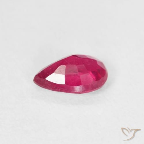 Rubí Rojo rosado natural de 0.51 ct, En forma de pera, VS-SI
