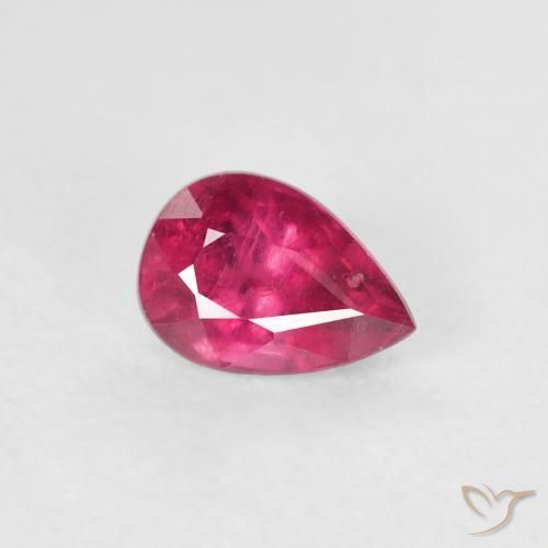 Rubí Rojo claro natural de 0.63 ct, En forma de pera, VS-SI