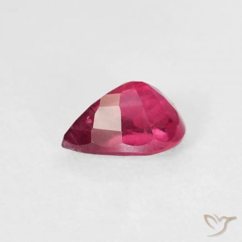 Rubí Rojo claro natural de 0.63 ct, En forma de pera, VS-SI