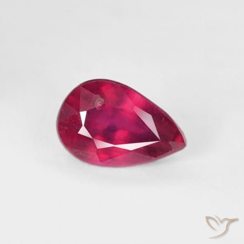 Rubí Medium Dark-Red natural de 0.76 ct, En forma de pera, VS-SI