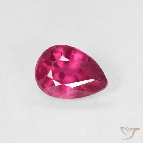 Rubí Rojo rosado natural de 0.62 ct, En forma de pera, VS-SI