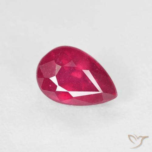Rubí Carmesí intenso natural de 0.79 ct, En forma de pera, VS-SI