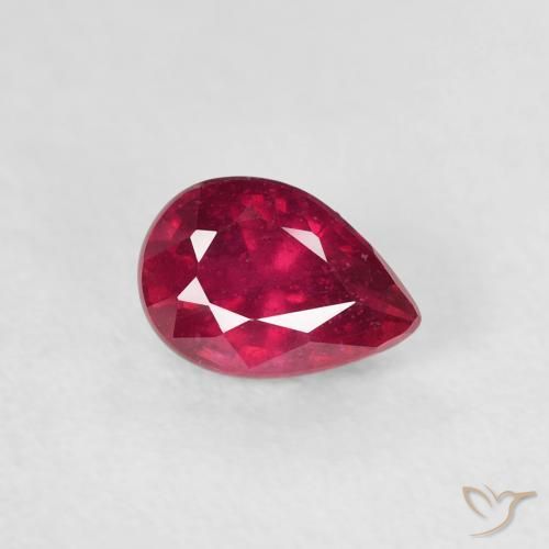 Rubí Medium Dark-Red natural de 0.72 ct, En forma de pera, VS-SI