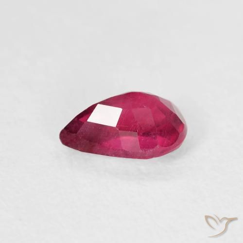 Rubí Rosado rojizo intenso natural de 0.63 ct, En forma de pera, VS-SI