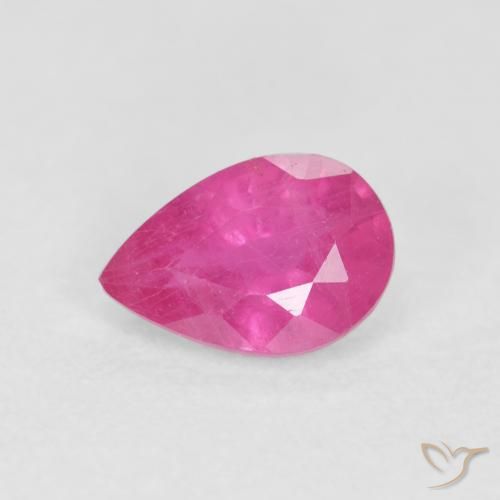 Rubí Medium Dark-Pink natural de 0.57 ct, En forma de pera, VS-SI