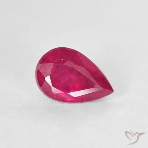 Rubí Rosado rojizo intenso natural de 0.76 ct, En forma de pera, VS-SI