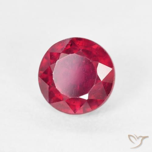 Rubí Rojo medio natural de 1.28 ct, Redondo, VS