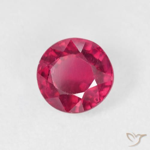 Rubí Rosado rojizo intenso natural de 1.09 ct, Redondo, VS