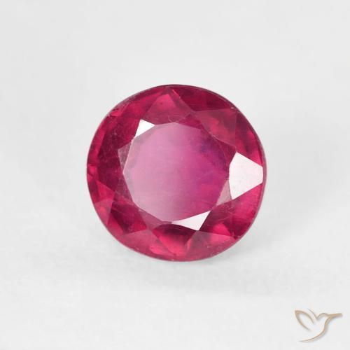 Rubí Rojo claro natural de 1.24 ct, Redondo, VS