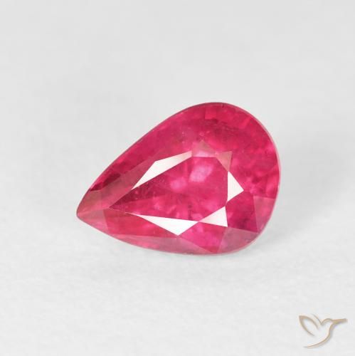 Rubí Rojo rosado natural de 1.55 ct, En forma de pera, VS
