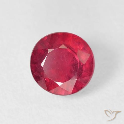 Rubí Carmesí intenso natural de 1.10 ct, Redondo, VS