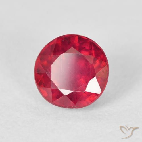 Rubí Carmesí intenso natural de 1.39 ct, Redondo, VS