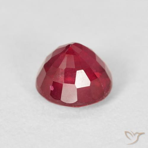 Rubí Carmesí intenso natural de 1.39 ct, Redondo, VS