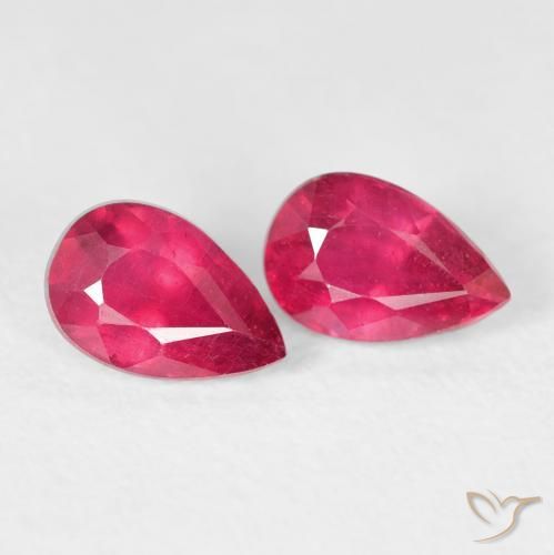Gemas de Rubí Rojo rosado natural de 1.42 ct, En forma de pera, VS-SI