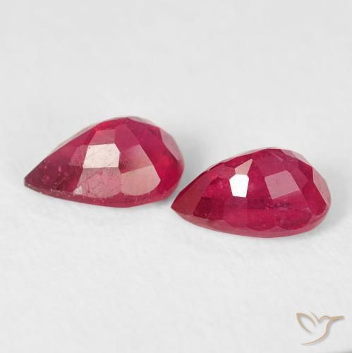 Gemas de Rubí Rojo rosado natural de 1.42 ct, En forma de pera, VS-SI