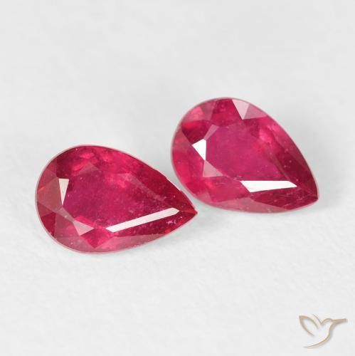 Gemas de Rubí Carmesí intenso natural de 1.18 ct, En forma de pera, VS-SI