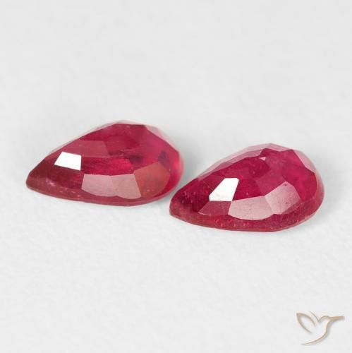 Gemas de Rubí Carmesí intenso natural de 1.18 ct, En forma de pera, VS-SI