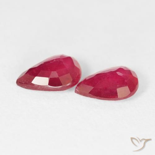 Gemas de Rubí Carmesí intenso natural de 2.45 ct, En forma de pera, VS-SI