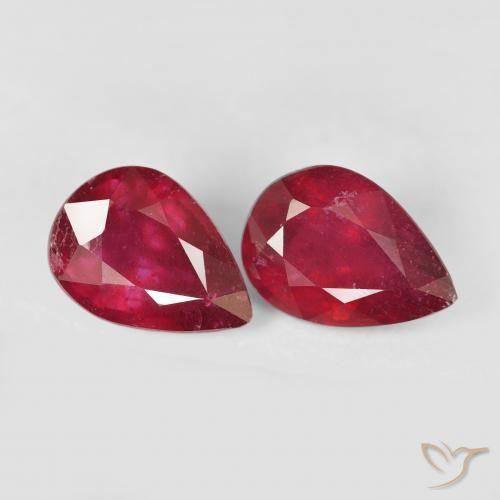 Gemas de Rubí Rojo oscuro natural de 3.15 ct, En forma de pera, VS-SI