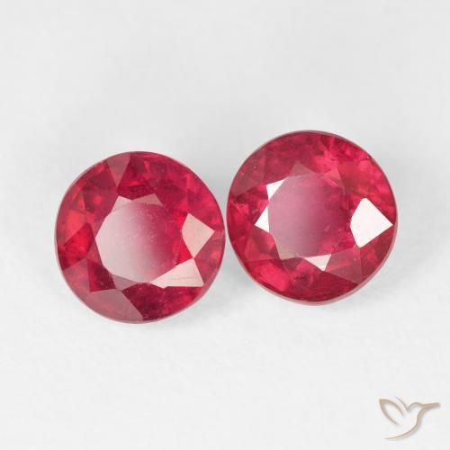 Gemas de Rubí Rojo medio natural de 3.12 ct, Redondo, VS
