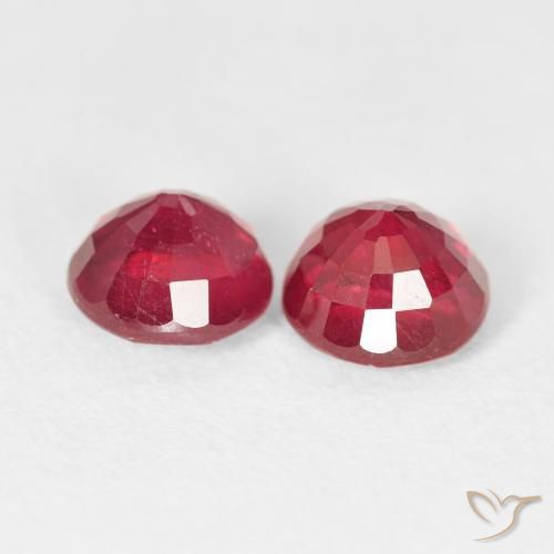 Gemas de Rubí Rojo medio natural de 3.12 ct, Redondo, VS