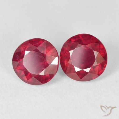 Gemas de Rubí Rojo medio natural de 3.10 ct, Redondo, VS