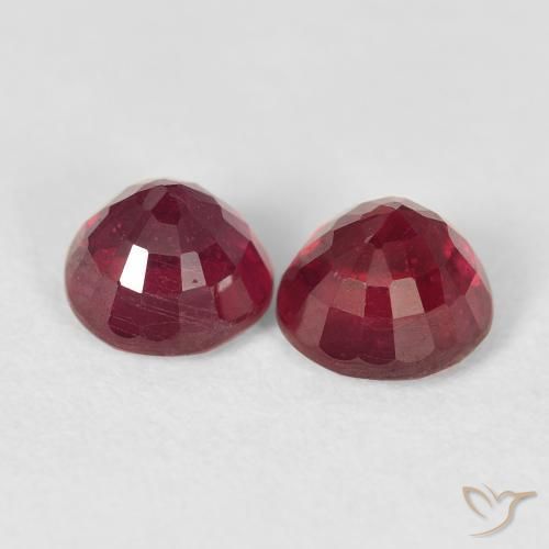 Gemas de Rubí Rojo medio natural de 3.10 ct, Redondo, VS