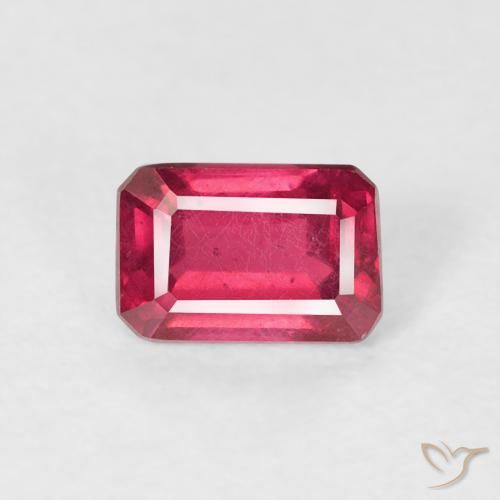 0.90ct Natural Rojo rosado Rubí, corte esmeralda, VS