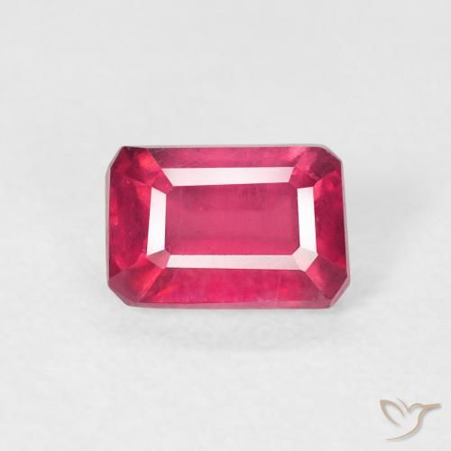 0.96ct Natural Rojo rosado Rubí, corte esmeralda, VS