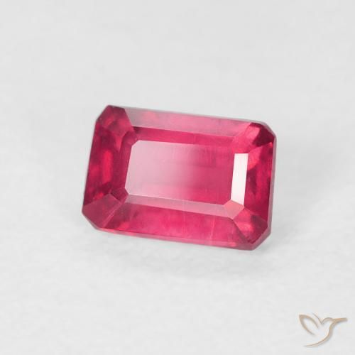 Rubí Rojo rosado natural de 0.96 ct, Corte Octágono / Esmeralda, VS