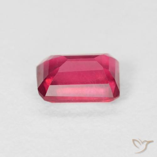 Rubí Rojo rosado natural de 0.96 ct, Corte Octágono / Esmeralda, VS