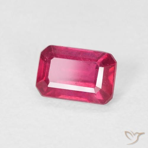 Rubí Rosado rojizo natural de 0.75 ct, Corte Octágono / Esmeralda, VS