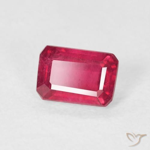 Rubí Rosado rojizo natural de 0.88 ct, Corte Octágono / Esmeralda, VS