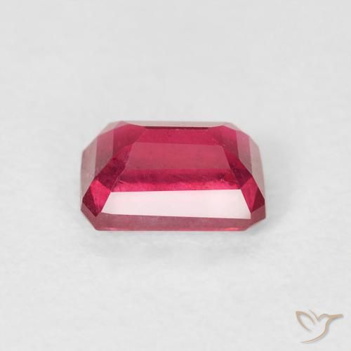 Rubí Rosado rojizo natural de 0.88 ct, Corte Octágono / Esmeralda, VS