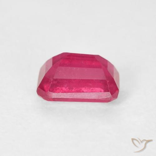 Rubí Rosado rojizo natural de 0.93 ct, Corte Octágono / Esmeralda, VS
