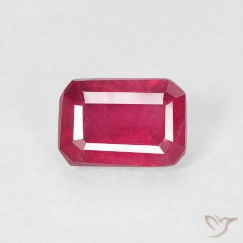 0.90ct Natural Rojo rosado Rubí, corte esmeralda, VS